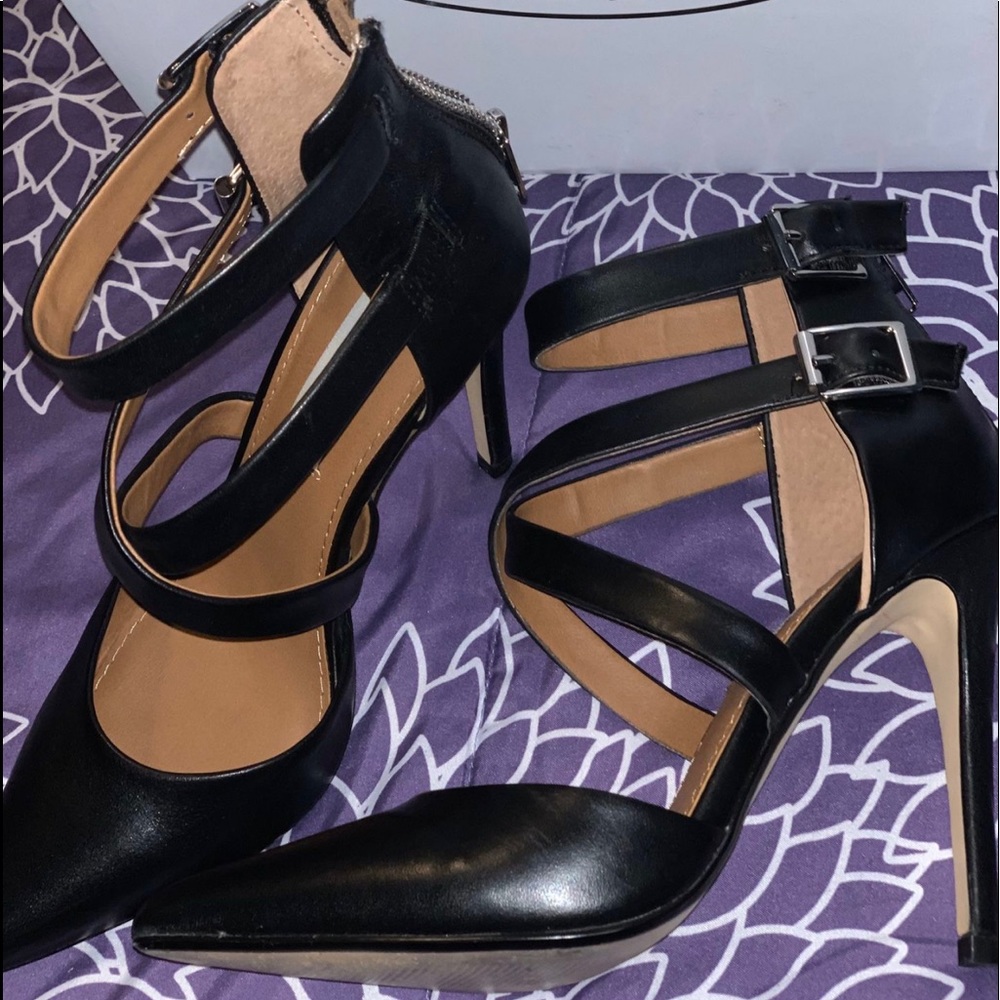 Klassssy Black Leather Heels